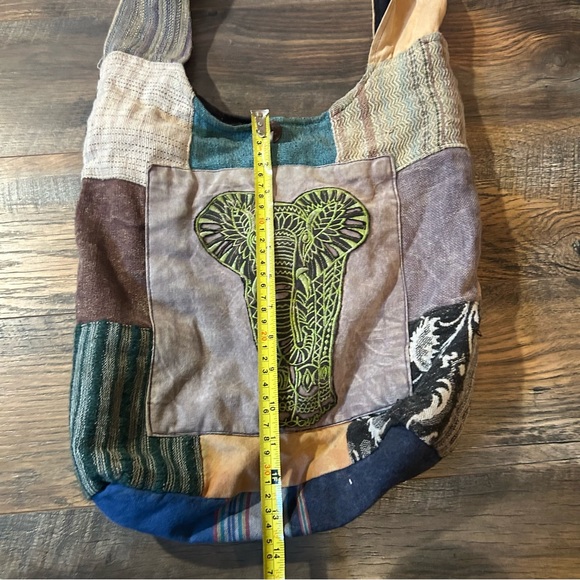 Patchwork Hippie Boho Bohemian Elephant Embroidered Crossbody Bag - Picture 5 of 6